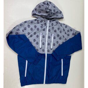 Bocini Kids Skull Print Hooded Windbreaker Jacket Blue Gray Size XL
